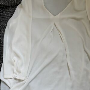 White House Black Market Cream Pleated Blouse